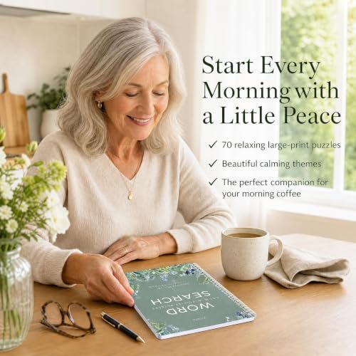 Large Print Word Search Book for Adults - 70 Relaxing & Easy to Read Puzzles for Seniors with Positive Healing Themes - The Perfect Stress-Relieving Brain Game Gift for Mom & Dad