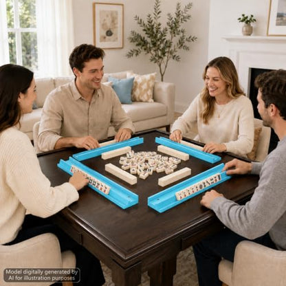 5Pcs Mahjong Racks with Pushers Wooden American Mahjong Tile Pushers and Racks Set with Mah Jong Rack Drawstring Bag Mah Jong Accessories for Players Gifts Home Game Night Party Supplies (Teal Blue) - color: Aqua Blue