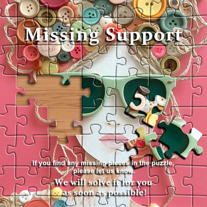 Impossible Puzzle for Adults 1000 Pieces, PICKFORU The Button Muse Jigsaw Puzzle Beauty Lady Aesthetic Art, Elegant Women Puzzle Hard Challenge Collage - style: Button Muse Puzzle