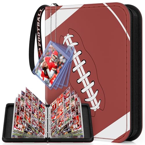 Mlikero 720 Pockets Football Card Binder, Sports Card Binder with Card Display Design, Premium Card Ablums with Sports Pattern Wristband Fit for Football Cards 2026 - color: Football, size: 720 Pocket