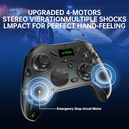 hosowe Wireless Mobile Gaming Controller Compatible for PC/Switch/Android/iOS, Interactive Screen PC Controller with Programmable, Hall Effect Joysticks&Triggers, Vibration, Motion Control (Black) - color: Black