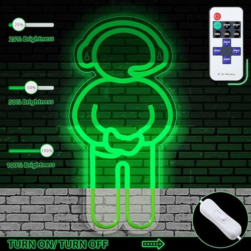 Enhon Gamer Shape Neon Light 15.7 x 7.8 inch, for Game Room Decor | USB Powered Gamer Shaped Neon Light with Remote for Gaming Room Decor, Boys Mens Kids Gift for Bedroom Game Room Decoration