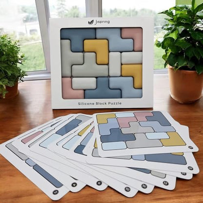 Jispring [100% Soft Silicone] Dementia Activities for Seniors, Tetris Puzzles with 20 Templates, Tile Matching Alzheimers Products for Elderly, Cognitive Memory Games for Adults, Anxiety Relief Gift - style: Tetris