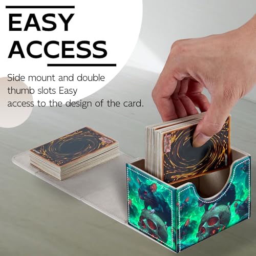 Trading Card Storage Box, Holds 100+ for MTG Cards, Premium PU Leather with Magnetic Closure, Glowing Skull With Rats All Around Durable Deck Box for Magic the Gathering, Trading Card Games - color: Glowing Skull With Rats All Around
