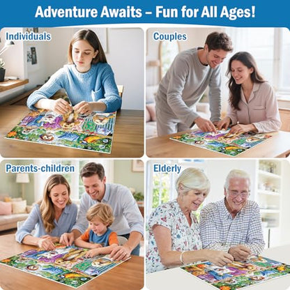 300 Piece Puzzles for Adults, Cute Dog Jigsaw Puzzle for Adults Children Elderly, Large Piece Fun Animal Puzzle for Kids Ages 8-10 10-12, Challenging Landscape Puzzles,Family Game Great Gift 20.5*15in - style: Cute Dogs Cats