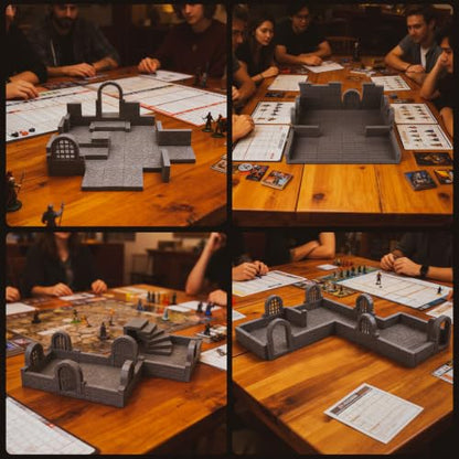 CZYY Magnetic Dungeon Tiles, 58 PCS Modular Terrain Set for RPGs, Basic Set | Double-Sided Texture, Paintable Gray Plastic, Quick Build 3D Battle Maps, Fits 25-32 mm Miniatures, Gift for DM & RPG Player