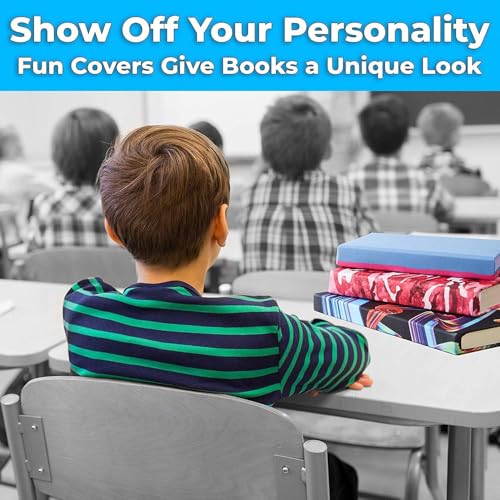 Easy Apply, Reusable Book Covers 4 Pk. Best Jumbo 9x11 Textbook Jackets for Back to School. Stretchable to Fit Most Large Hardcover Books. Perfect Fun, Washable Designs for Girls, Boys, Kids and Teens - color: Preppy 4 Pack