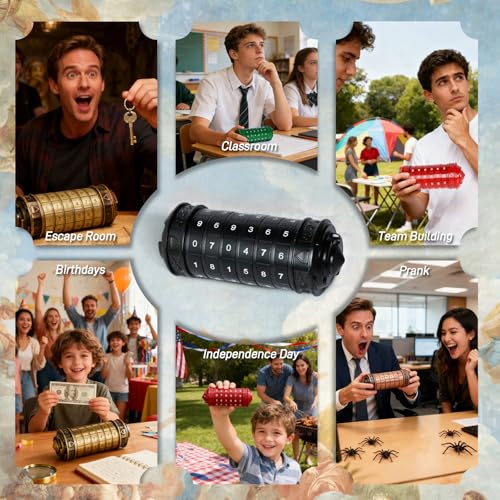 Cryptex Da Vinci Code Numeric, Money Puzzle Box for Cash Gift with Secret Hidden Compartments Birthday Xmas for Men & Women Escape Room Brain Teaser Puzzle Toy Presents (Black) - color: Black