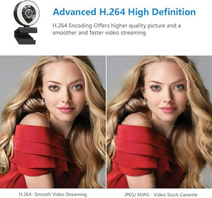 Webcam Computer Camera 1080P with Dual Microphone Adjustable Right Light Web cam for PC Advanced Auto-Focus with Tripod Zoom Streaming Camera Gaming Webcam for Facebook YouTube Xbox Streamer