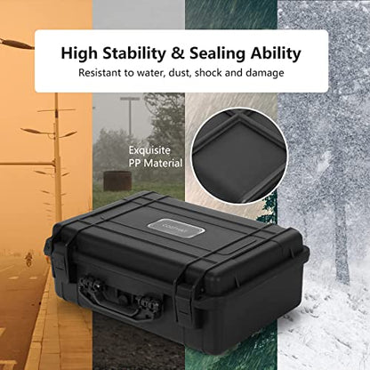 COSTWAY Waterproof Hard Case, 22-Inch Multi-Purpose Small Camera Dry Box with DIY Customizable Foam Insert, IP66 Rated Dustproof Shockproof, Portable Protective Case for Electronics, Drones, Black | DIY Customizable Foam Insert, IP66 Rated Dustproof Shock