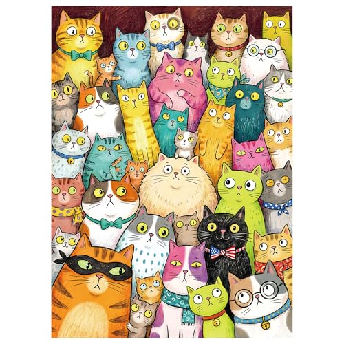 Jigsaw Puzzles for Adults 1000 Pieces, Cat Clowder Puzzle | Colorful Home Wall Decor for Family Challenging Games - color: Cat Clowder
