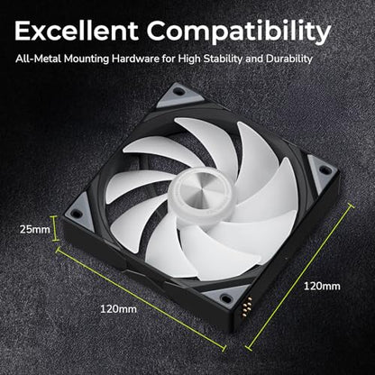 Tryx 120mm Case Fan 1pc Computer ARGB PC Quiet Fan Cooler, Upgraded Pogo-Pin Connection with Magnetic Cable，ARGB Gen2 LEDs，New Version ROTA SL，Black - color: Single Black, size: Regular Fan