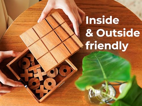 BSIRI Wooden Tic Tac Toe Game - Brain Teaser Puzzles for Adults Board Games and Unique Gifts, Coffee Table Decor Living Room Decor Modern Wood Decor (5.5 Inch)