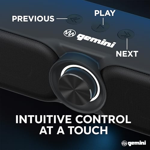 Gemini Portable Bluetooth Soundbar for TV, Desk & Gaming (GSBR-20) | 16" portable soundbar for TV, desk & gaming - USB-C or battery - dual 2" drivers - FM, 5-in-1 media