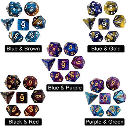 175 Pcs Bulk DND Dice Sets, Polyhedral RPG Dungeons and Dragons Dice, MTG | 25 Set, 25 Colors, D&D Dice, Large Flannel Bag, D4 to D20 Table Games, Pound of Dice, Party Favors
