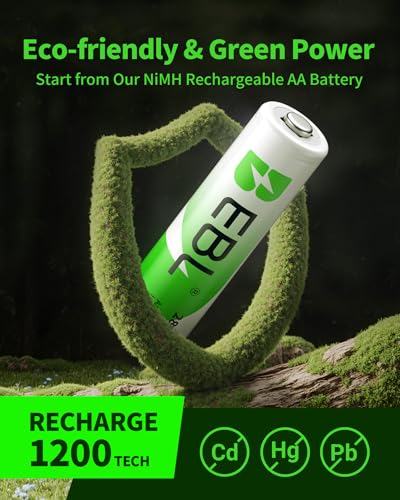 EBL 20-Counts AA Rechargeable Batteries 2,800mAh High Capacity AA Batteries - size: AA 20 Pack