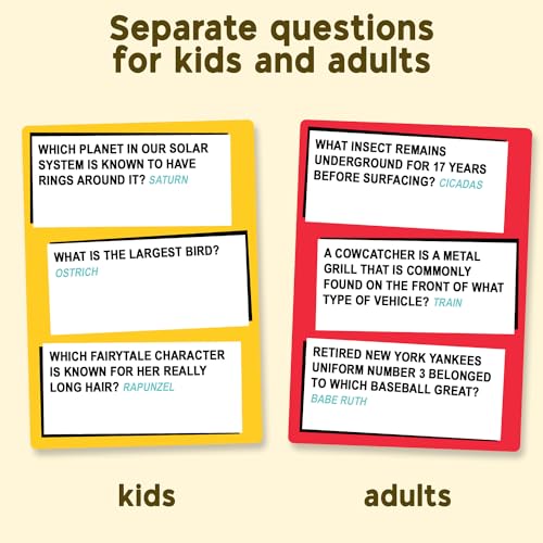 Who Knows More? Kids or Adults, The Ultimate Trivia Game for Families | Fun Family Game for All Ages Including Kids, Teens and Adults, See Who is Smarter in the Best Card Game for Family Game Night