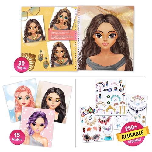 Jewelry Sticker Book for Kids Girls. Reusable Sticker Book | Features 250+ reusable stickers with dress-up guides to spark creative play. A great gift for girls ages 5 and up. - color: Dress Up -Jewelry