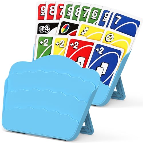 Tenyond Card Holders for Playing Cards - 2 Pack Playing Card Holder w/Foldable Stand for Stocking Stuffer, Travel Games, for Seniors, Little Hand or Arthritis Hand, UNO, Poker, Holidays Game Nights - color: 2 Pack Blue