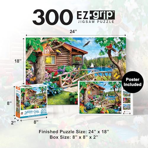 MasterPieces - 300 Piece Jigsaw Puzzle, Large EZ Grip Shapes, Cabin Crossing, Fun for Adults, Seniors, Family, Kids, Non-Glare Finish, 18"x24" - size: 300 Piece