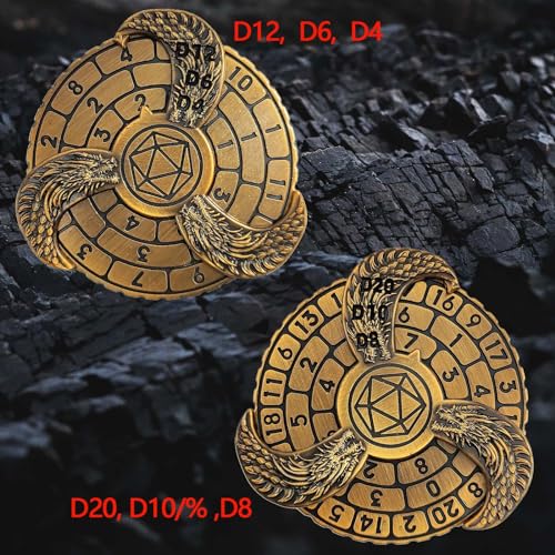 7-in-1 Spinner DND Dice Set, Rotate Metal Rotate Dungeons and Dragons DND Compass Dice, Cool RPG Role Playing Table Game Dice(Gold) - color: Gold