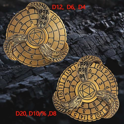 7-in-1 Spinner DND Dice Set, Rotate Metal Rotate Dungeons and Dragons DND Compass Dice, Cool RPG Role Playing Table Game Dice(Gold) - color: Gold