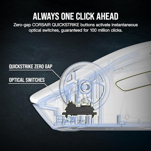 Corsair M75 Wireless RGB Lightweight FPS Gaming Mouse – 26,000 DPI – Swappable Side Buttons – iCUE Compatible – PC – White | 89g Ambidextrous, Swappable Magnetic Side Buttons, Marksman 26, Slipstream 2.4ghz and Bluetooth, Up to 105h Battery - color: White