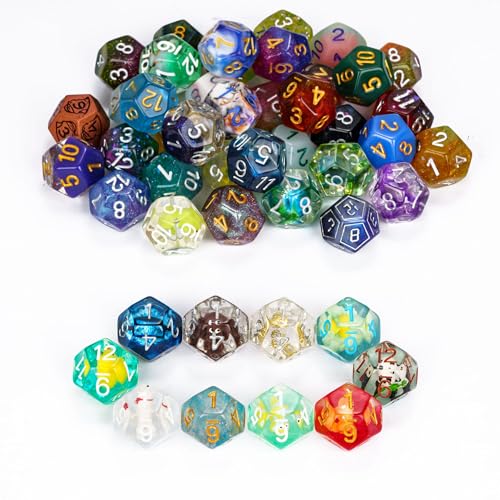 10-Pack D12 Dice Set Random Polyhedral Dice Set for Tabletop Games | Leather Storage Bag, DM Gift, for Dungeons and Dragons Role Playing Games - color: 10pcs D12 Random Color