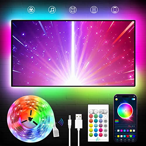 KANTUTOE TV LED Backlight, 23ft LED Lights for 70-100 Inch TVs, RGB TV Backlight Behind with Remote, Music Sync Bluetooth APP Control Strip Lights USB Powered for Bedroom, Gaming Room, Home Décor - size: 23FT for 70"-100" TV
