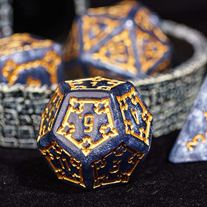 cusdie 7 Pcs 25mm Giant DND Dice with Dragon Eye Dice Bag, Polyhedral Dice Set, D&D Dice for Pathfinder RPG(Blue) - color: Blue