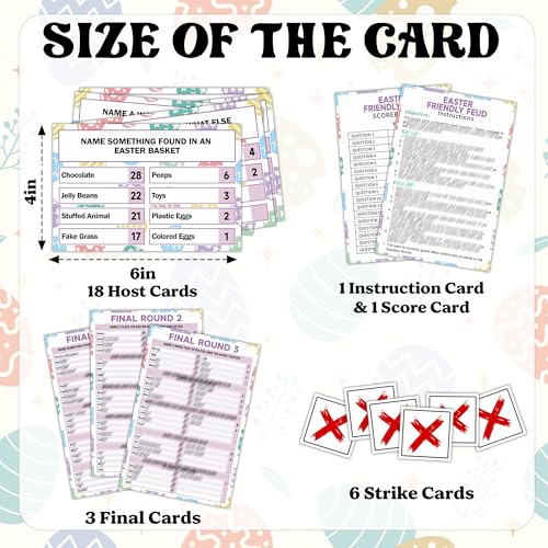 Easter Feud Game, Easter Party Games for Adults, Friendly Feud Trivia Games for Family Group Holiday Activity, Family Game Night Party Decorations Supplies -01
