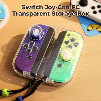 IINE Mini Storage Case for Joy-con, Portable Dust-Proof Protective Box Compatible with Nintendo Switch/OLED Joy-Con, Joy-con Travel Case with Magnetic Closure - color: Transparent