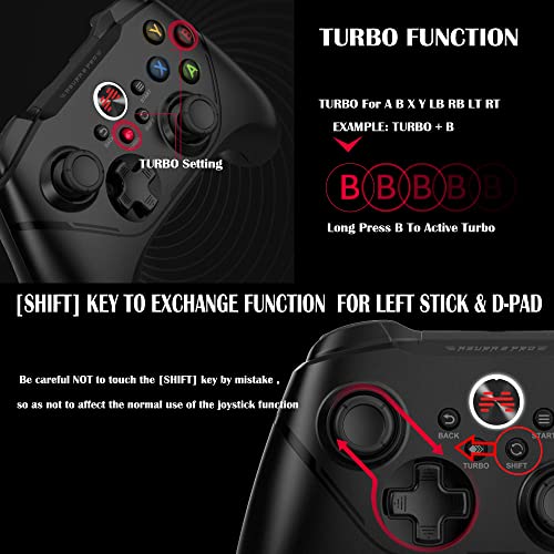 BEITONG Asura 2 Pro PC Game Controller Wireless Gamepad Joystick Hall Effect Trigger For Windows 7 8 10 11,Android TV,Steam,Tesla,Simulator,with Programmable M Buttons (Black) | Hall Effect Trigger, Wireless Gamepad, Programmable M Buttons, Mechanical But