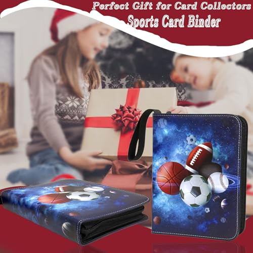 Sports Card Binder 900 Pockets, Trading Card Binder 9 Pocket with 50 Sleeves Fits 900 Sport Cards, Sports Card Holder with Zipper, Football Basketball Hockey Baseball Card Collection Storage Album - size: 900 Pockets Sports