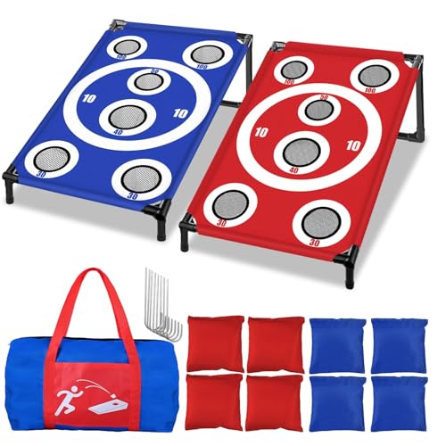 NZQXJXZ Cornhole Board Set Corn Hole Games for Adults and Kids Backyard | 3x2 FtPortable Cornhole Set for Indoor and Outdoor Ideal for Kids, Adults, Camping,Travel,Beach, Yard