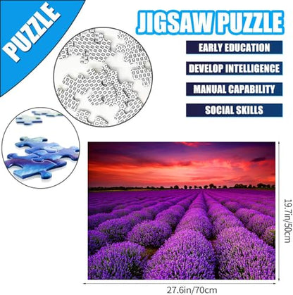 1000 Pieces for Spring Jigsaw Puzzles, Lavender Nature Landscape Flowers Puzzles for Adults, Plants Challenging Funny Puzzles for Friends Family Activity Game Nights Gifts - color: Spring
