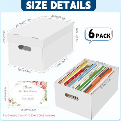 6Pack Greeting Card Organizer, Greeting Card Storage Box with 40 Dividers Holds 900 Cards+, Large Capacity Greeting Card Holder with 8 Sticker Labels White Card Box for Storing Cards, Photos, Postcard - style: 6Pack