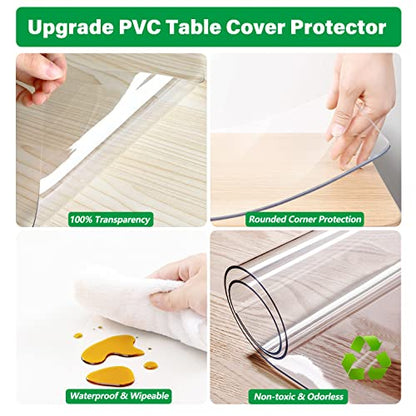 Round 46 Inch Dia Dining Coffee Table Protector 1.5mm Thick Clear Plastic Tablecloth Cover PVC Vinyl Round Dining Table Cover Wood Marble Glass Tabletop Topper Protection Pad Easy Clean Mat - color: Round New Clear 1.5mm, size: 46" (Round)
