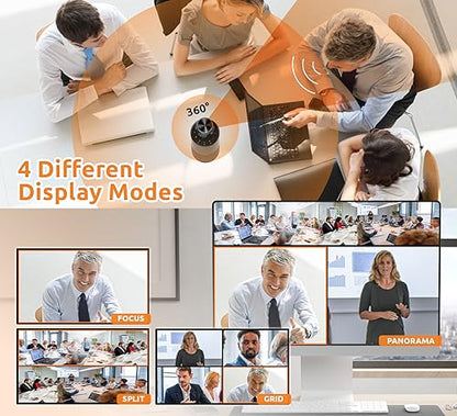 TOUCAN 360-Degree Video Conference Camera, 1080p HD Webcam with 4 Noise Reduction Mics, Speaker, AI Tracking, Works with Zoom, Google Voice, Microsoft Teams and More, for PC/Mac/Tablet - style: SC360+Webcam w/microphones