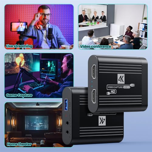 xiwai HDMI Video Capture Card 4K Audio 3.5mm Input Live Streaming USB 3.0 Data Adapter Capture Device for Gaming Camera Set-Top Box Recording Computer DVD