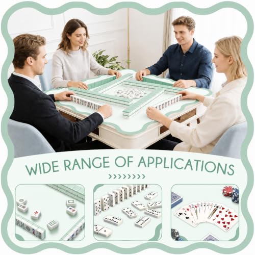 Scalloped Mahjong Mat - Non-Slip Noise Reduction Gaming Mat 31.5 x 31.5 Inch for Mahjong,Waterproof Surface, Neoprene Mahjon for American Mahjong Game (Green) - color: Green