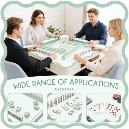 Scalloped Mahjong Mat - Non-Slip Noise Reduction Gaming Mat 31.5 x 31.5 Inch for Mahjong,Waterproof Surface, Neoprene Mahjon for American Mahjong Game (Green) - color: Green