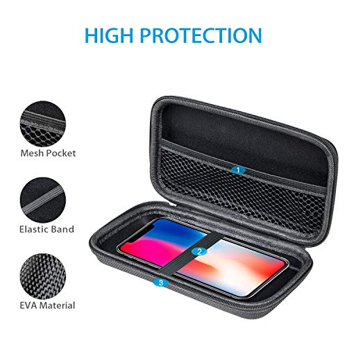 Hard EVA Protective Case, Portable Storage Bag with Mesh Pocket | Fits Power Bank, Hard Drive, Cell Phone, Charging Cable, External Battery, Travel Organizer, Zipper - color: Black, red and blue