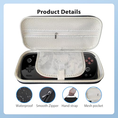 YAJOJO Carrying Case for AYANEO KONKR Pocket FIT Handheld Game Console with Lanyard & Carabiner,Hard Shell Cover with Pocket for KONKR Pocket FIT & Accessories ,Shockproof(Black)