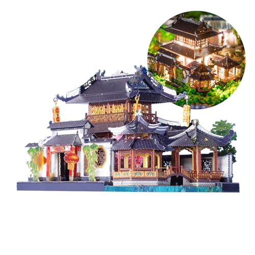 MU 3D Metal Puzzle for Adult Chinese Landscape Architecture Suzhou Style Gardens, DIY Miniature Model Kits for Beginner Building Birthday Gift, 110pcs - color: Suzhou Style