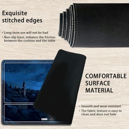 Board Game Mat TCG Playmat Plus 50 Pcs Card Sleeves, 24 x 14 inches Table Mats Games Mousepad with Zones Smooth Surface for MTG RPG CCG Trading Card Game Play Mats, Village Night - color: Village Night, size: Zone 1