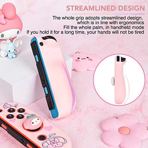 DLseego Cute Rabbit Switch Protective Case Dockable Soft Silicone Shell Shockproof Scratch Resistant Cover Joy Con Skin with 4PCS Lovely Thumb Grips Caps - color: Pink Rabbit