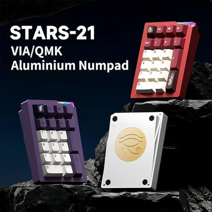 STARS21 Mechanical Number Pad,Aluminum CNC VIA/QMK Programmable Macro Numpad Gasket Hot Swappable Wireless Numeric Keypad BT5.0/2.4Ghz/USB-C RGB Gaming Keypad for Laptop/PC/Office (Silver-White) - color: Silver-White