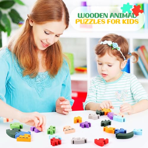 Yunsailing 4 Pcs Alphabet Jigsaw Puzzle Wooden Blocks Toys Alphabet Educational Toddler Puzzle Toys for Preschool Learning Party Favor Gift Learning(Elephant, Bear, Dinosaur, Cow) - style: Elephant, Bear, Dinosaur, Cow
