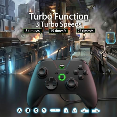 Megadream Wired Controller for Switch 2|1/PS4/PS3/PC/Android Gaming Controller, 1000Hz Polling Rate, 2M USB Cable, USB -C Adapter, Ergonomic Gamepad Joystick